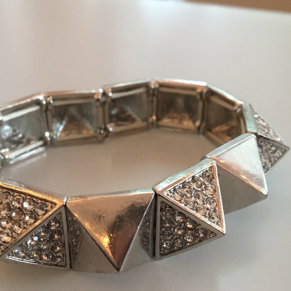 Studded Pyramid Bracelet in Chromed Silver